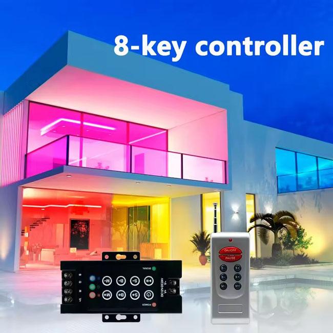 12-24v Iron Shell Led Controller 5-10 Control Distance Rf 8 Key 30a Rgb ...